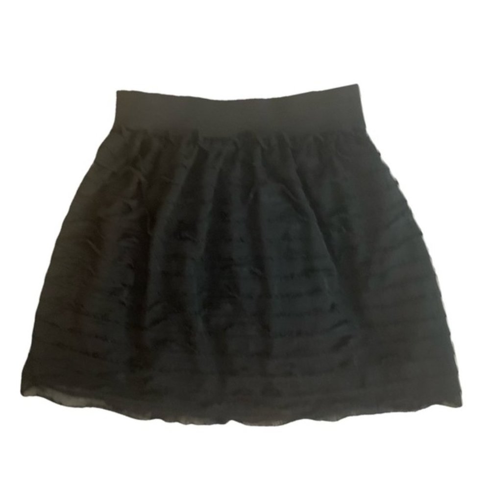 Black Ruffle Tiered Mini Skirt With Elastic Waist